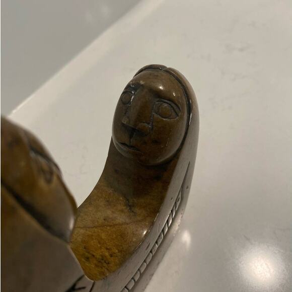 VTG Eunice Henry 'Husband and Wife" Soapstone Carved Small Sculpture MCM Signed - Picture 7 of 10